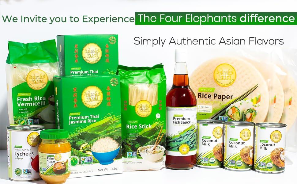 Four Elephants 25 Pounds (LBS) Premium Thai Hom Mali Jasmine Rice | Endorsed By Pro Chefs | Four Elephants Brand | DIY Friendly Cooking Instructions Packaging