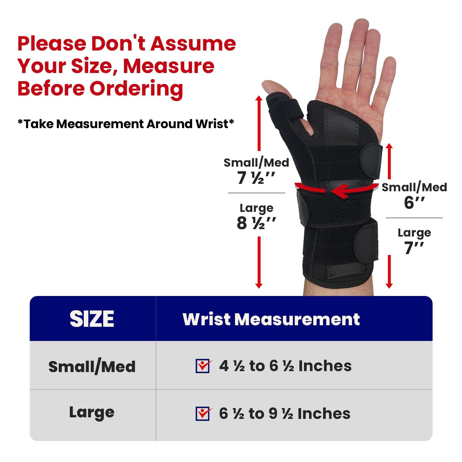 ARMSTRONG AMERIKA Thumb Splint & Wrist Brace | Carpal Tunnel Wrist Splint with Thumb Spica Splint | Thumb Stabilizer & Wrist Support For Tendonitis Pain, Arthritis, CMC Trigger Thumb (SM/MED, LEFT HAND)