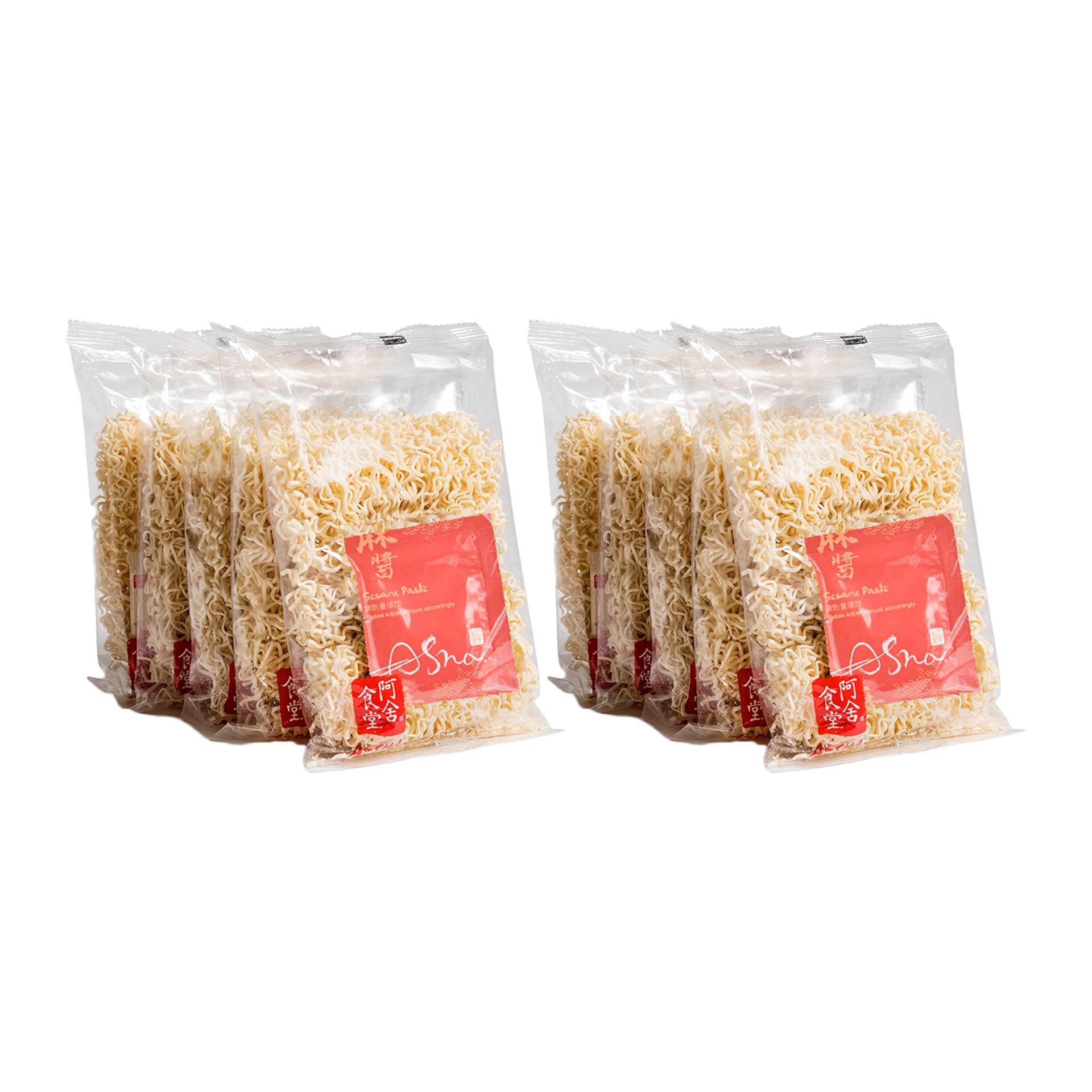 A-Sha Healthy Ramen Noodles With Sesame Sauce - Tainan Thin Sized Noodles, 8 Pack