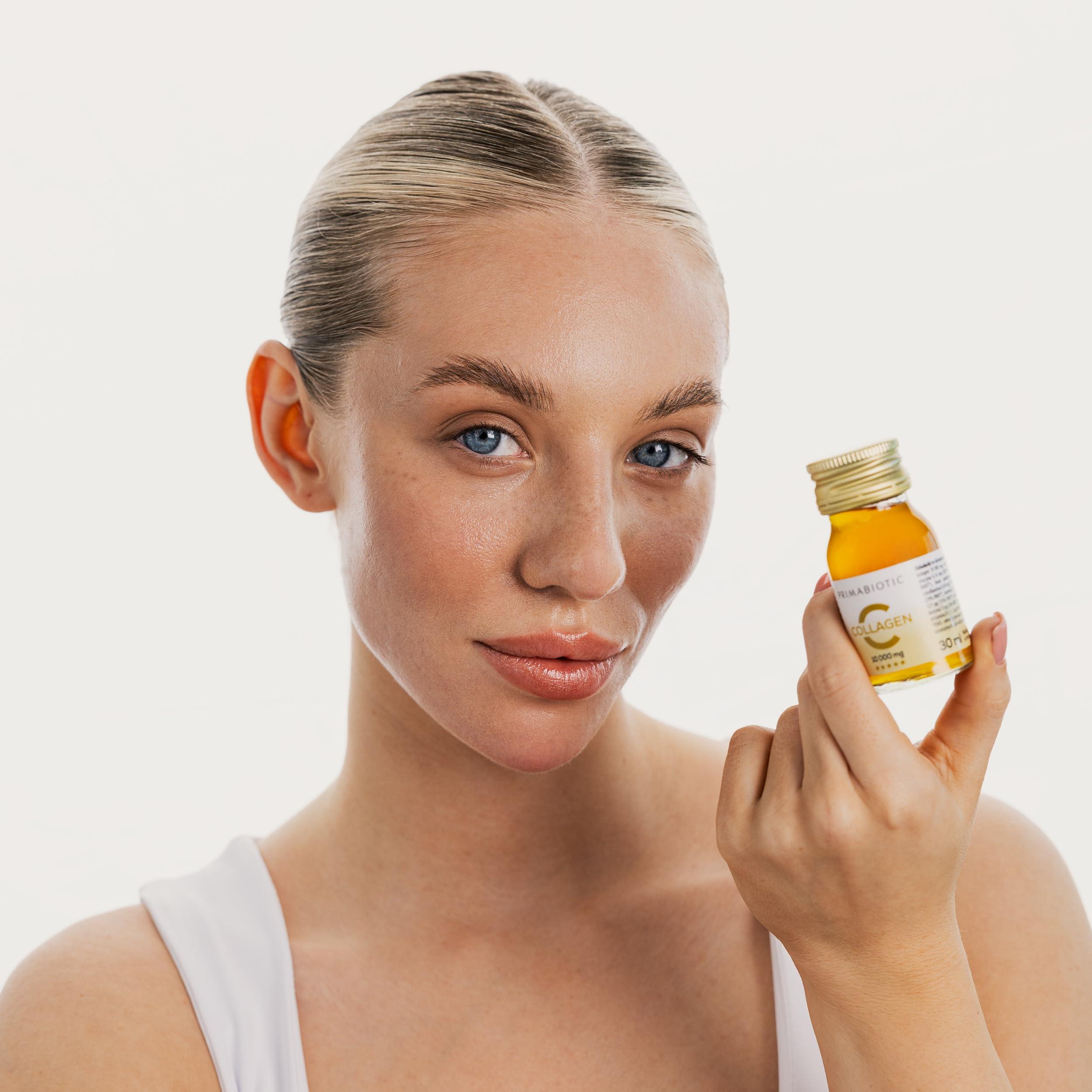 Primabiotic PRIMABIOTIC Liquid Collagen - High Collagen Content [10,000 Mg] Per Serving - Hydrolyzed Collagen and 12 Vitamins - Gluten Free- 900 Ml - Pack of 30 Bottles x 30 Ml