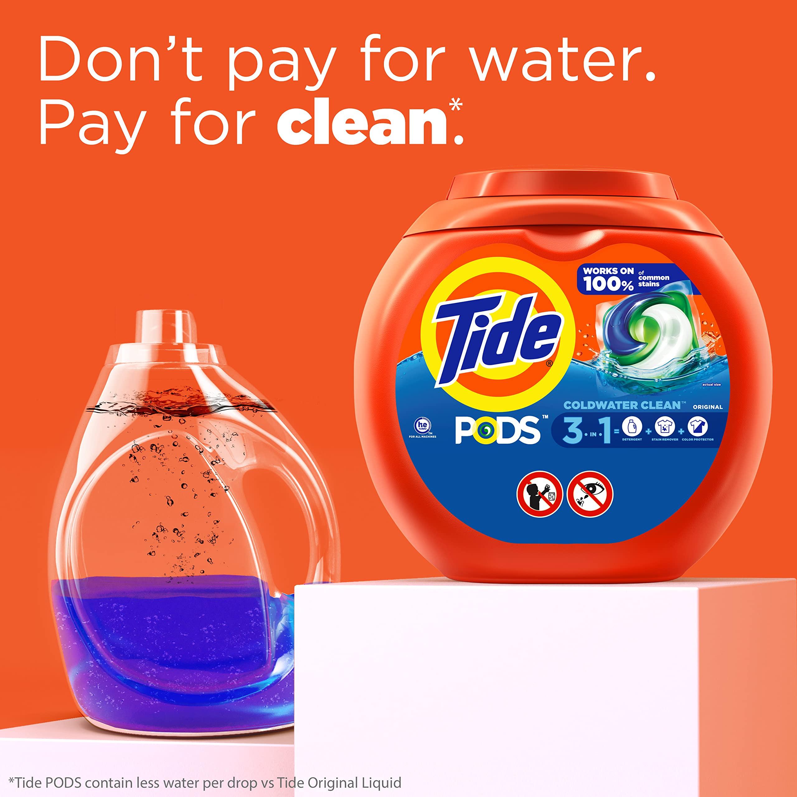 Tide Tide PODS Liquid Laundry Detergent Soap Pacs, HE Compatible, 57 Count, Powerful 3-in-1 Clean in one Step, Original Scent