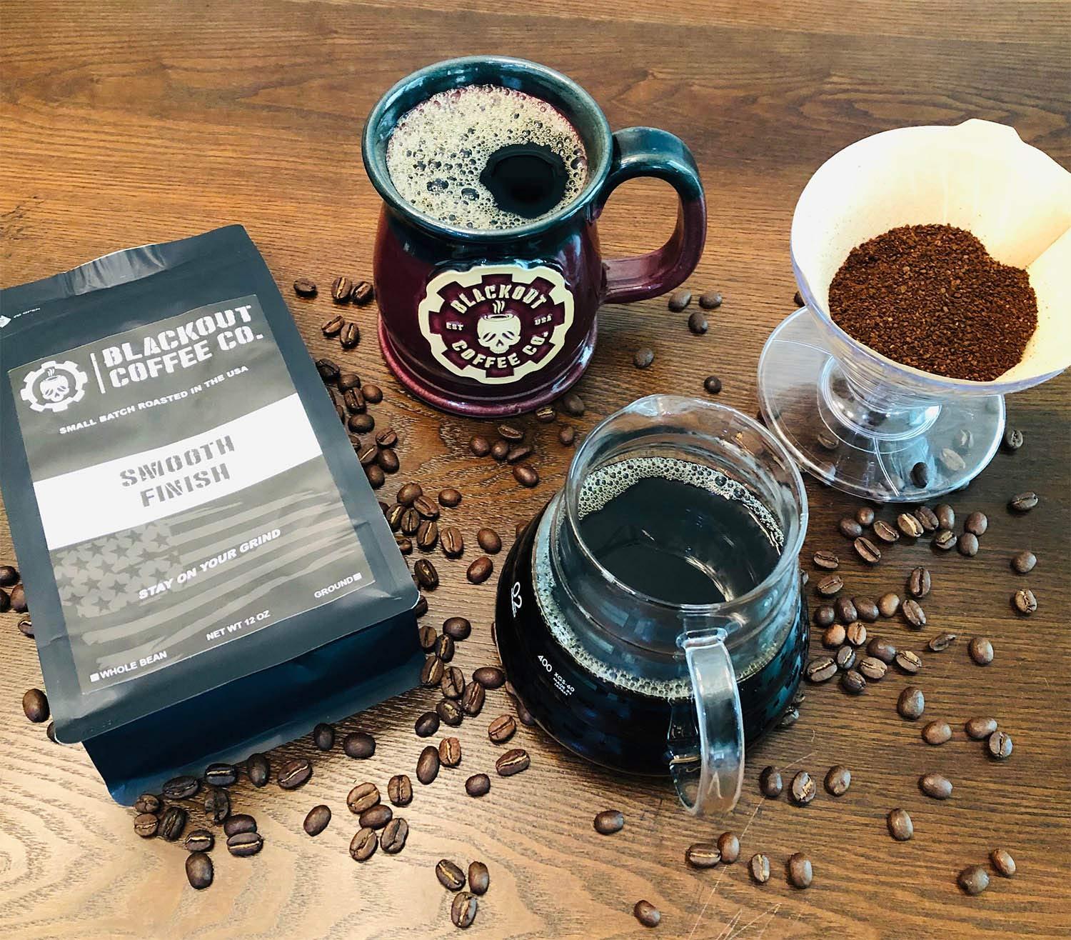 Blackout Coffee Co. Blackout Coffee, Smooth Finish, Ground or Whole Bean, 100% Light Roast Arabica Beans, Aromatic, Small Batch Fresh Roasted in the USA 12 oz Bag (Ground)