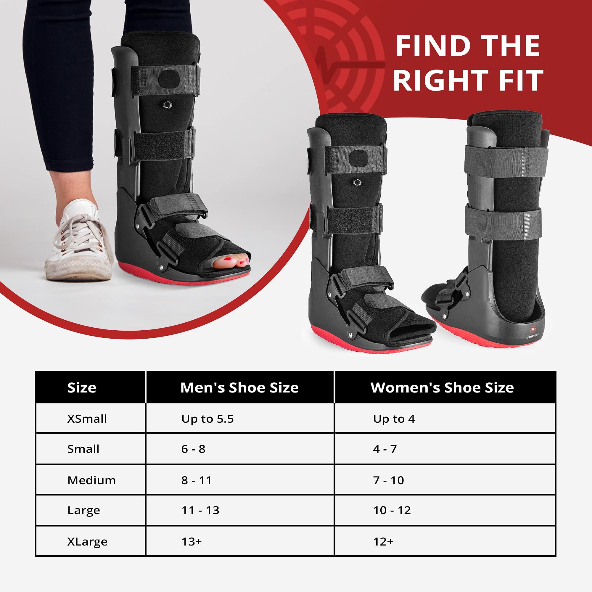 ManaMed ManaMed ManaEZ Air Boot Tall CAM Boot | Orthopedic Walking Boot for Sprained Ankle with Air Pump | Foot Brace for Injured Foot, Ankle Sprain, Broken Toe & Post Surgery | Fracture & Cast Boots (Small)