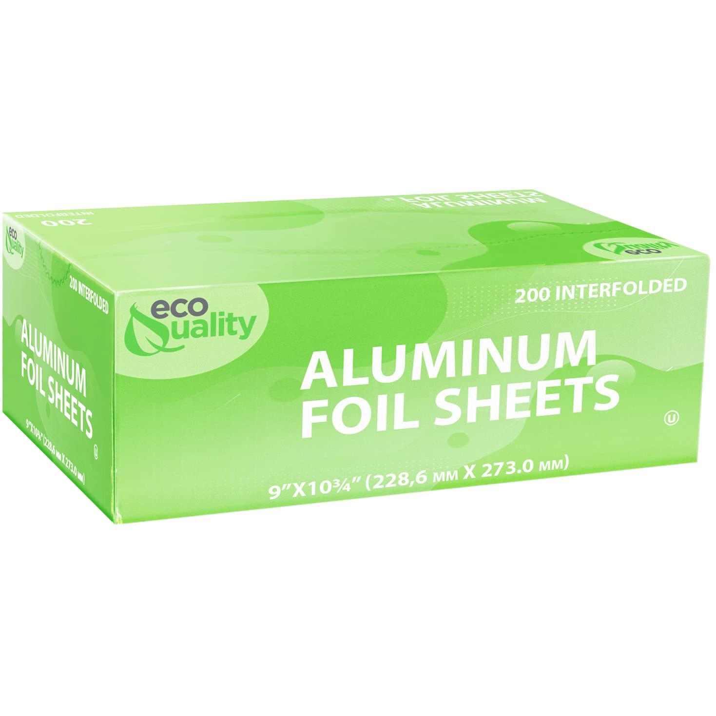 EcoQuality Premium Silver Aluminum Foil Sheets Pre Cut Pop Up, 9 x 10.75 inch - For Restaurants, Lunch, Takeout, To Go, Lunch bag, Sandwich, Catering, Kitchen, Grill, Stove, Baking, Disposable (1)