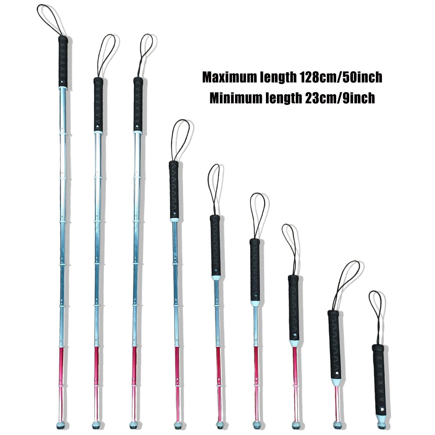 Rooyi ROOYI Aluminum Telescopic Blind Cane Walking Stick Foldable Retractable Visual Impairment Cane for The Blind 9 inch Walking Cane (Black)