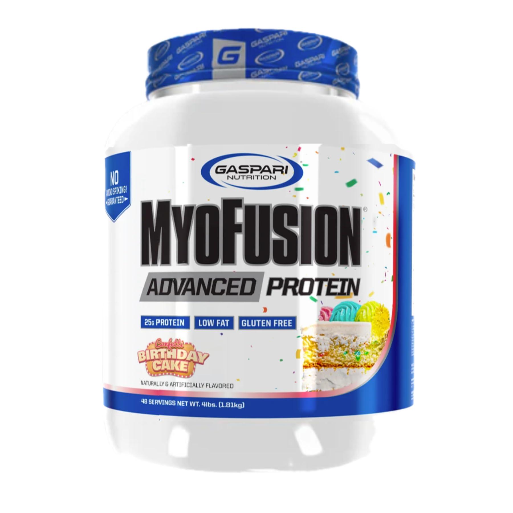 Gaspari Nutrition Gaspari Nutrition Myofusion Advanced Protein, Protein Blend with Whey Protein, Casein Protein and Isolate Protein, Low Fat and Gluten Free (Birthday Cake, 4 Pound)