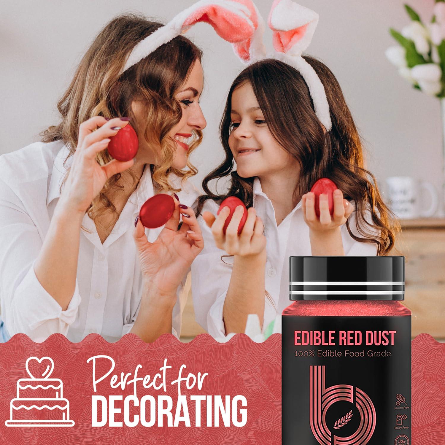 Bakeebake Bakeebake Luster Dust Edible 15g - Edible Glitter for Drinks & Desserts - Gluten Free Edible Red Dust for Cake Decorating Tasteless Vegan Drink Glitter for Cocktails and Parties (Red)