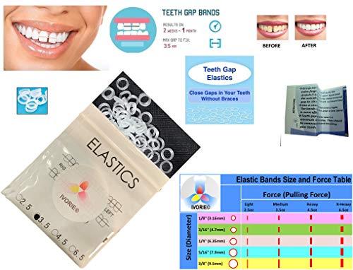 IVORIE IVORIE Dental Orthodontic Rubber Bands Elastics Braces Teeth Gap 100pcs (1/8" Chipmunk 3.5oz (Medium))