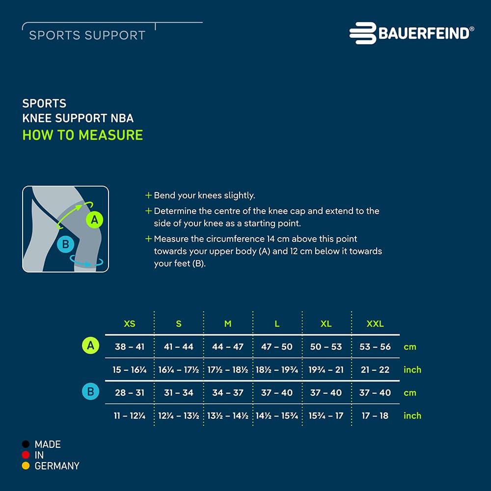 Bauerfeind Bauerfeind Sports Knee Support NBA - Officially Licensed Basketball Brace with Medical Compression - Sleeve Design with Omega Gel Pad for Pain Relief & Stabilization (Black, L)