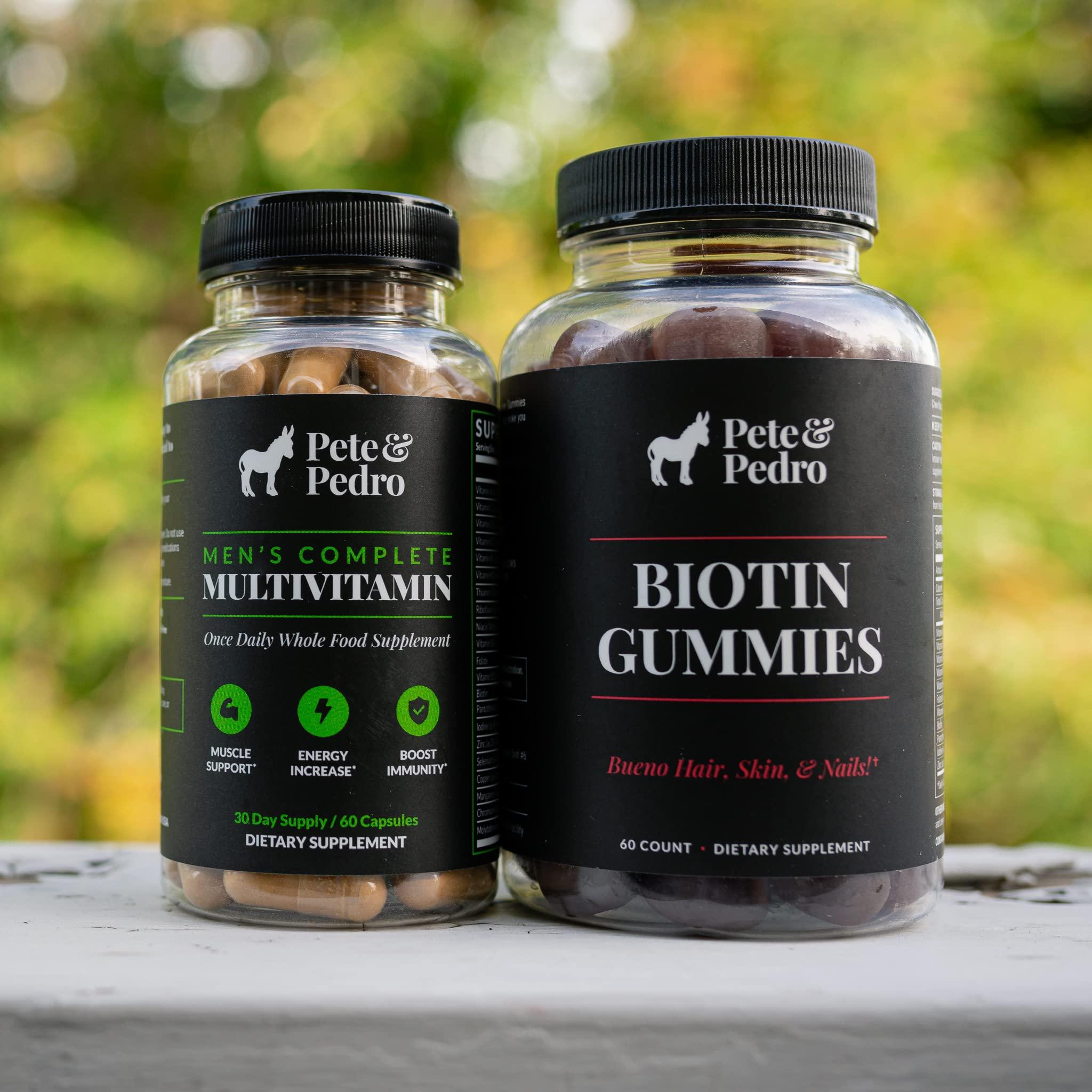 Pete & Pedro Pete & Pedro BIOTIN Gummies for Hair, Skin & Nails Growth for Women & Men |Hair Grow Supplement for Stronger Skin, & Nails | Cherry Biotin Gummy 5000mcg Per Serving | Seen on Shark Tank, 60 Count