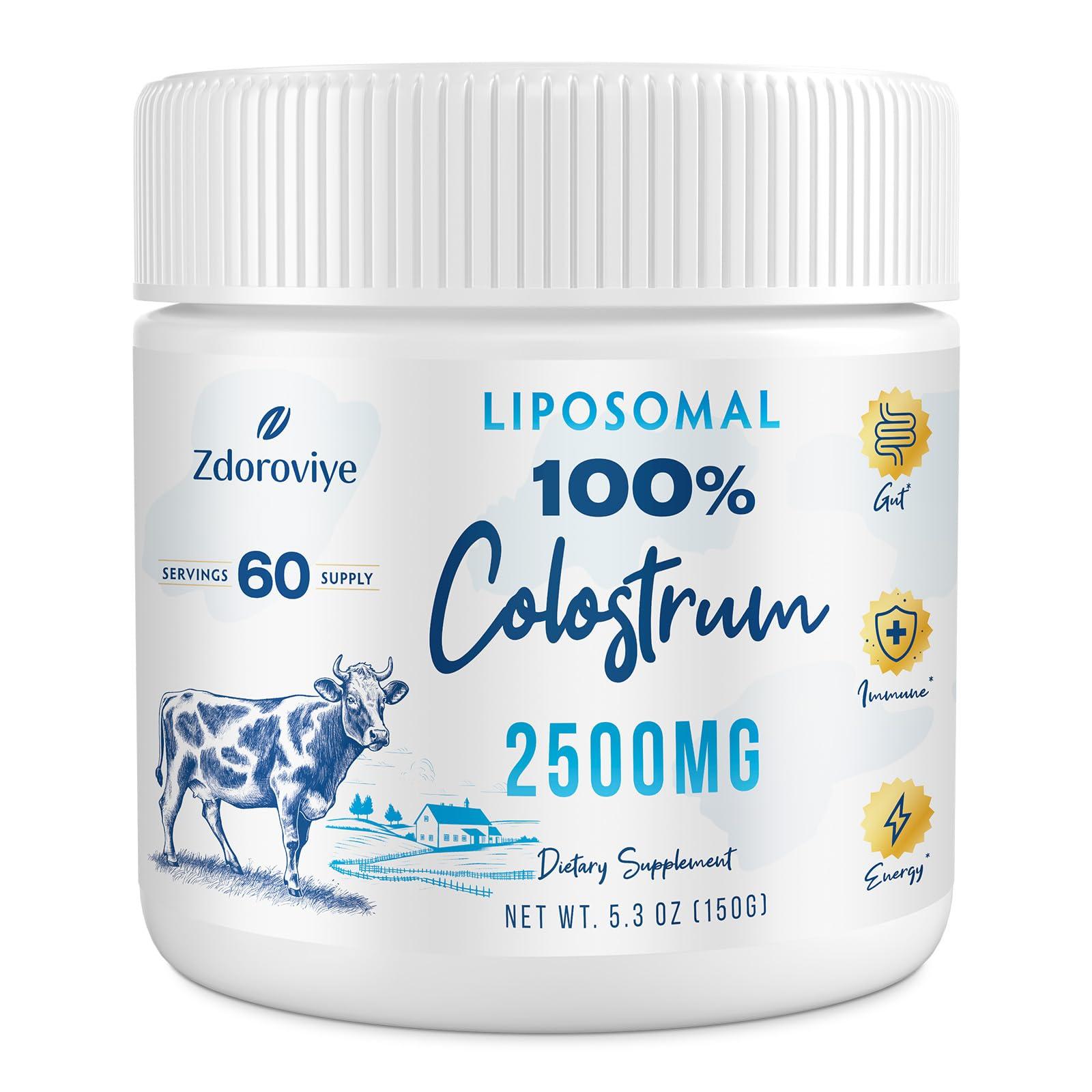 Zdoroviye Liposomal Bovine Colostrum Powder Supplement 2500 mg, High Absorption Than Regular Bovine Colostrum (60 Servings)