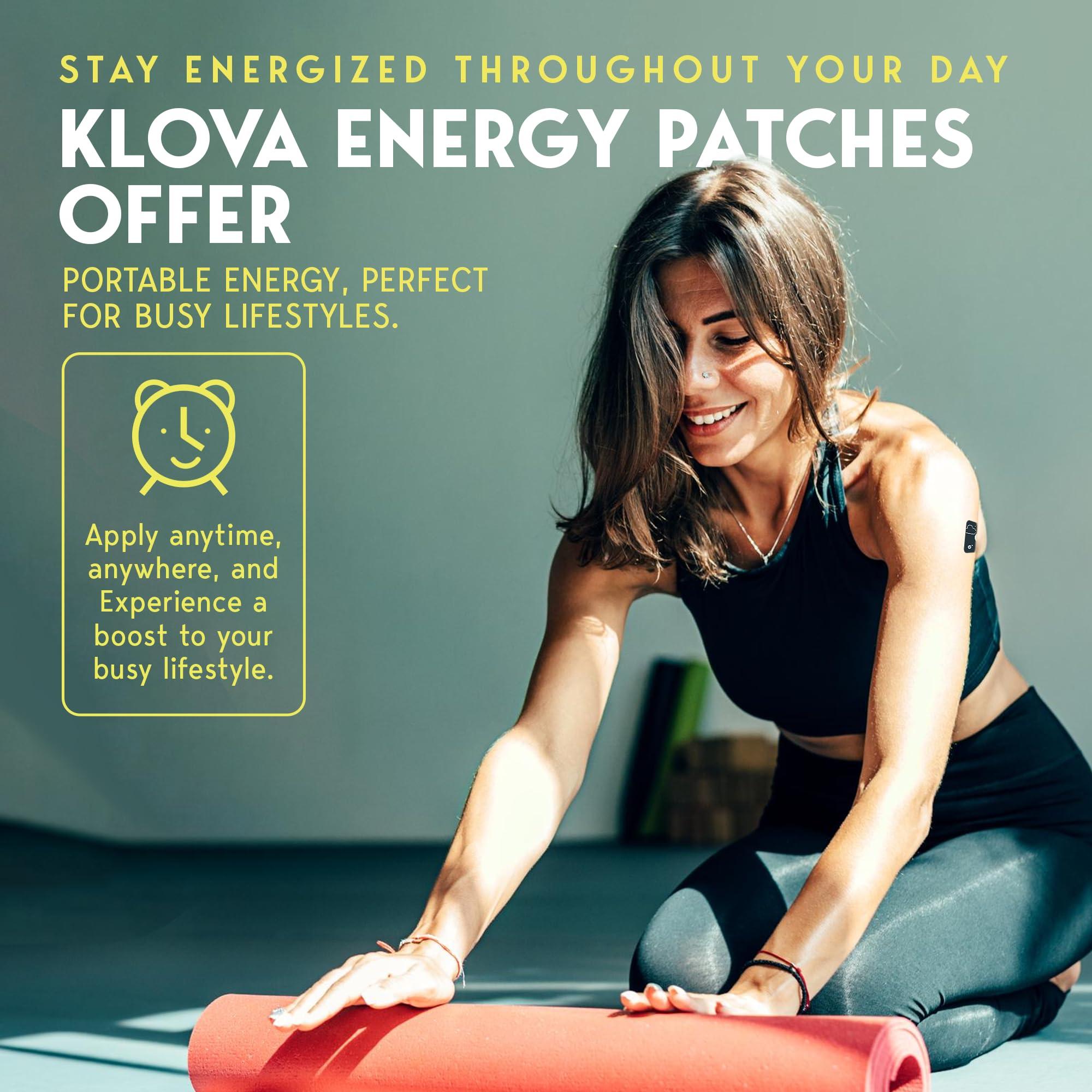 Klova Klova Energy Patches with Caffeine, Green Tea Extract, Peppermint Leaf Extract, Vitamin B3 and Vitamin B6 - for Enhanced Morning Wakefulness