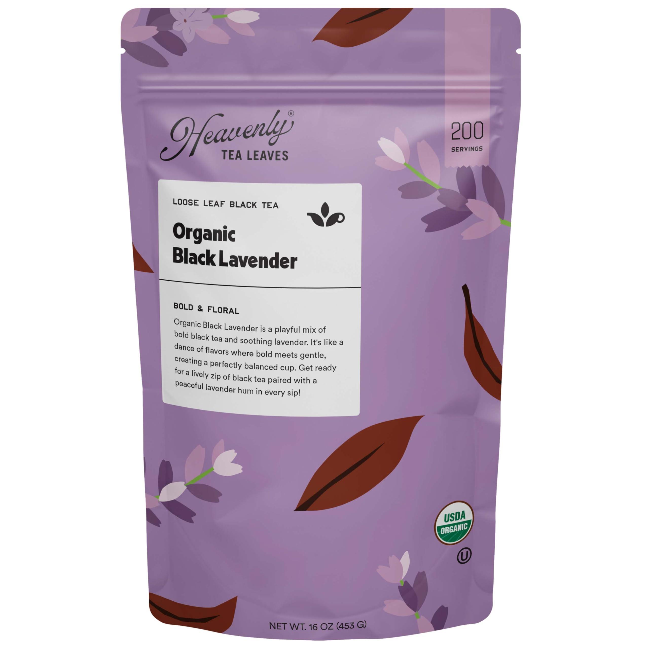 Heavenly Tea Leaves Heavenly Tea Leaves Organic Black Lavender, Bulk Loose Leaf Black Tea, 1 Lb. (Approx. 200 Cups) - Strong, Full Bodied, Brisk, Great For Hot Or Iced Tea, Immune & Heart Support, Antioxidants