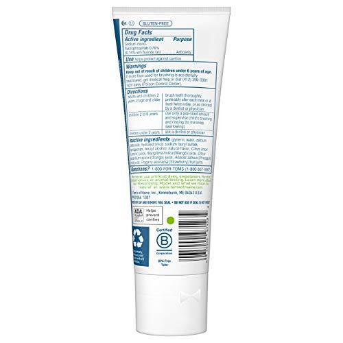 Tom's of Maine Tom's of Maine ADA Approved Fluoride Children's Toothpaste, Natural Toothpaste, Dye Free, No Artificial Preservatives, Silly Strawberry, 5.1 oz. 3-Pack (Packaging May Vary)
