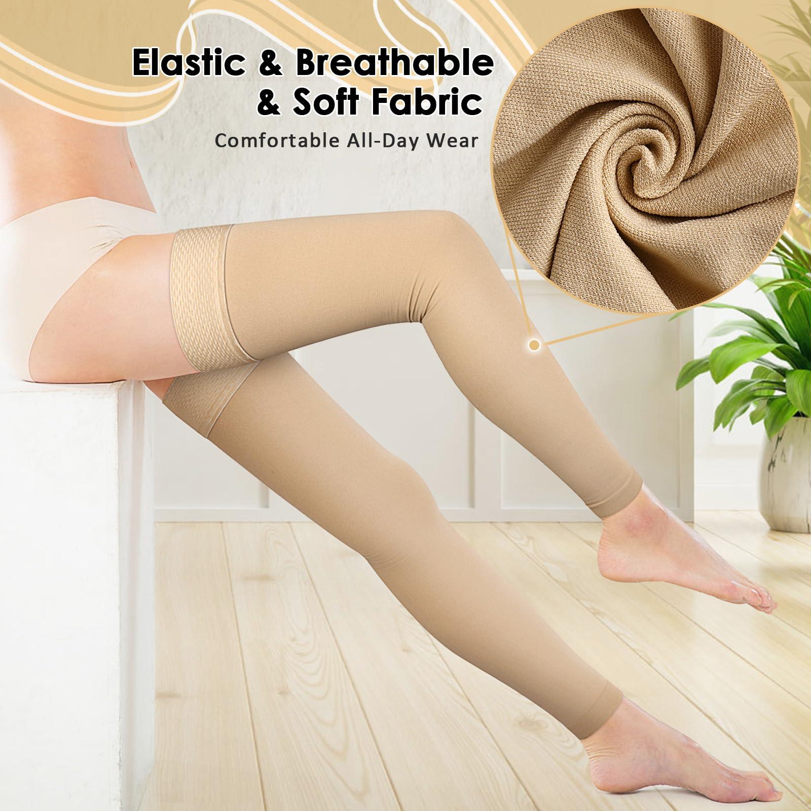 beister Beister 15-20 mmHg Compression Stockings for Women & Men, Thigh High Medical Footless Graduated Compression Sleeves with Dot Silicone Band, Support Pressure Socks for Varicose Veins, Edema, DVT