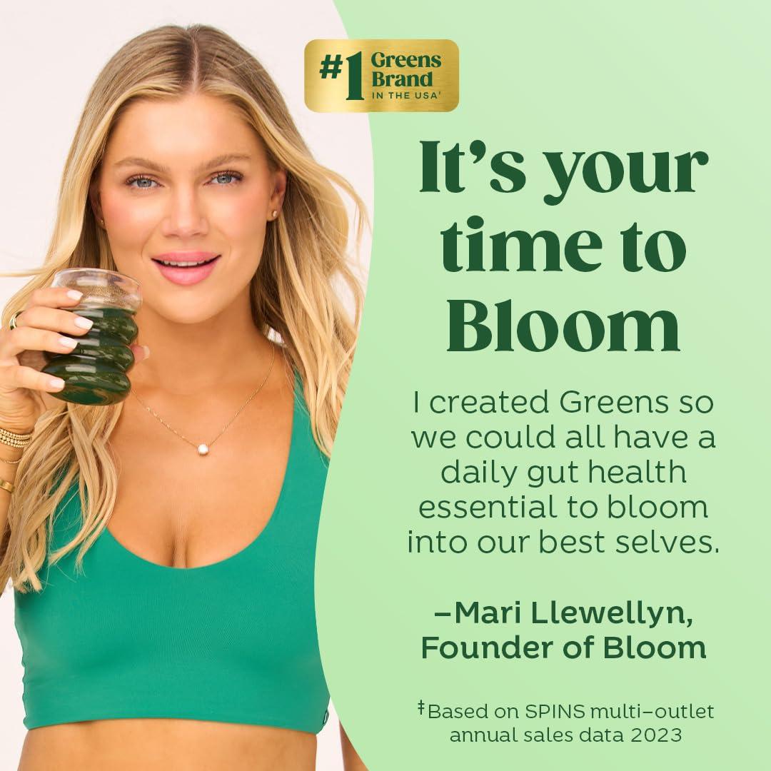 Bloom Nutrition Bloom Nutrition Superfood Greens Powder, Digestive Enzymes with Probiotics and Prebiotics, Gut Health, Bloating Relief for Women, Chlorella, Green Juice Mix with Beet Root Powder, 30 SVG, Coconut