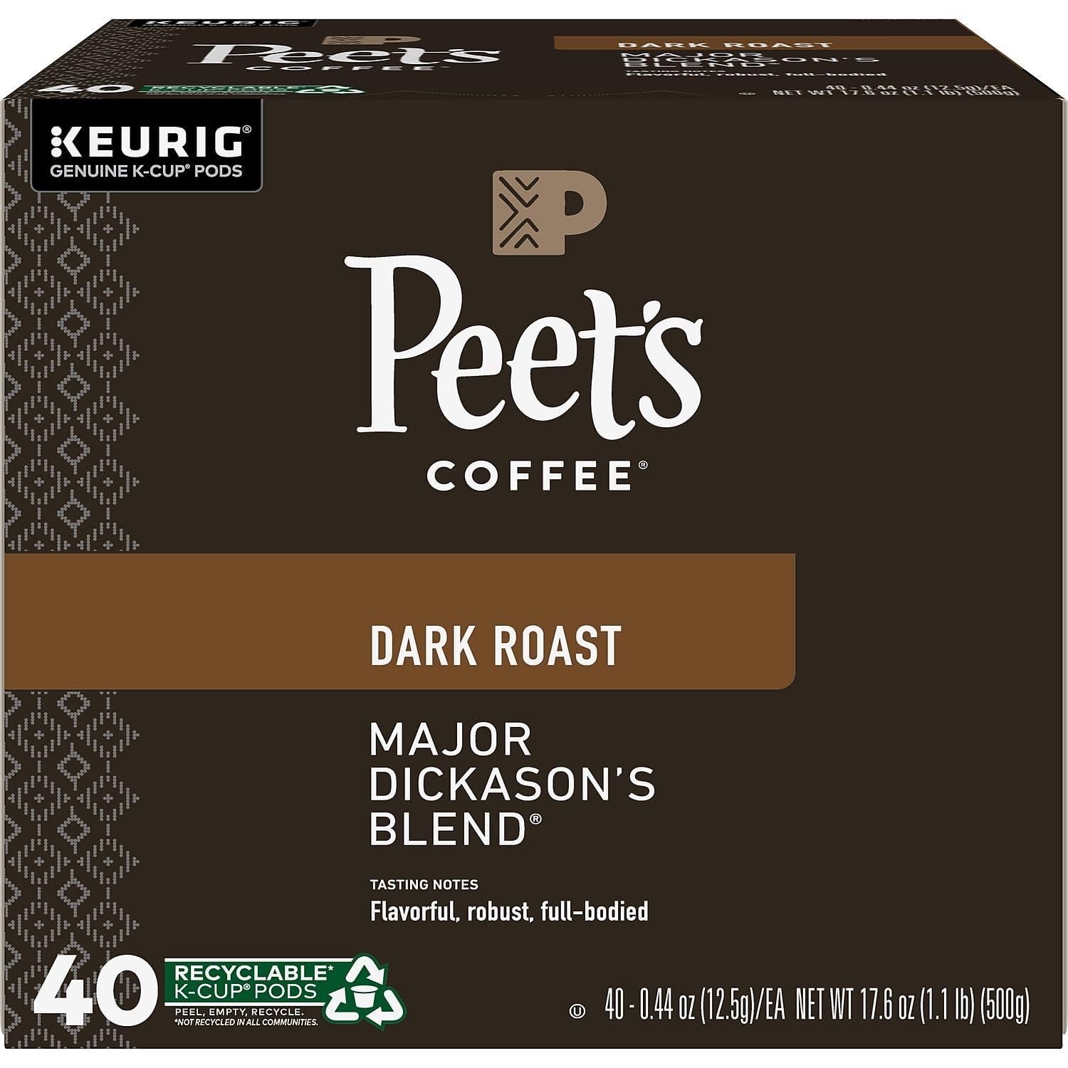 Peet's Coffee Peet's Coffee Major Dickason's Blend Coffee K-Cup Pods, Box Of 40