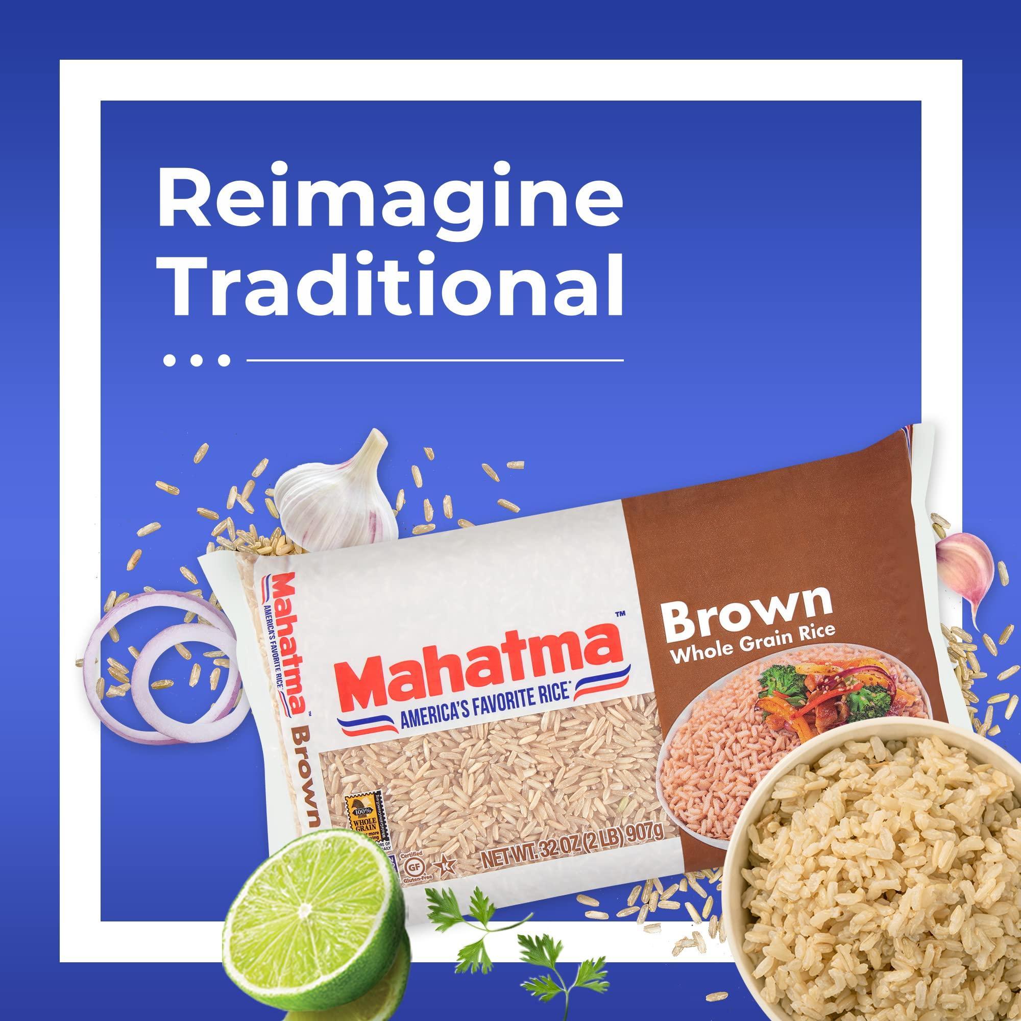 Mahatma Mahatma Whole-Grain Brown Rice, 32-Ounce Bag of Rice, Stovetop or Microwave Rice (Pack of 5)