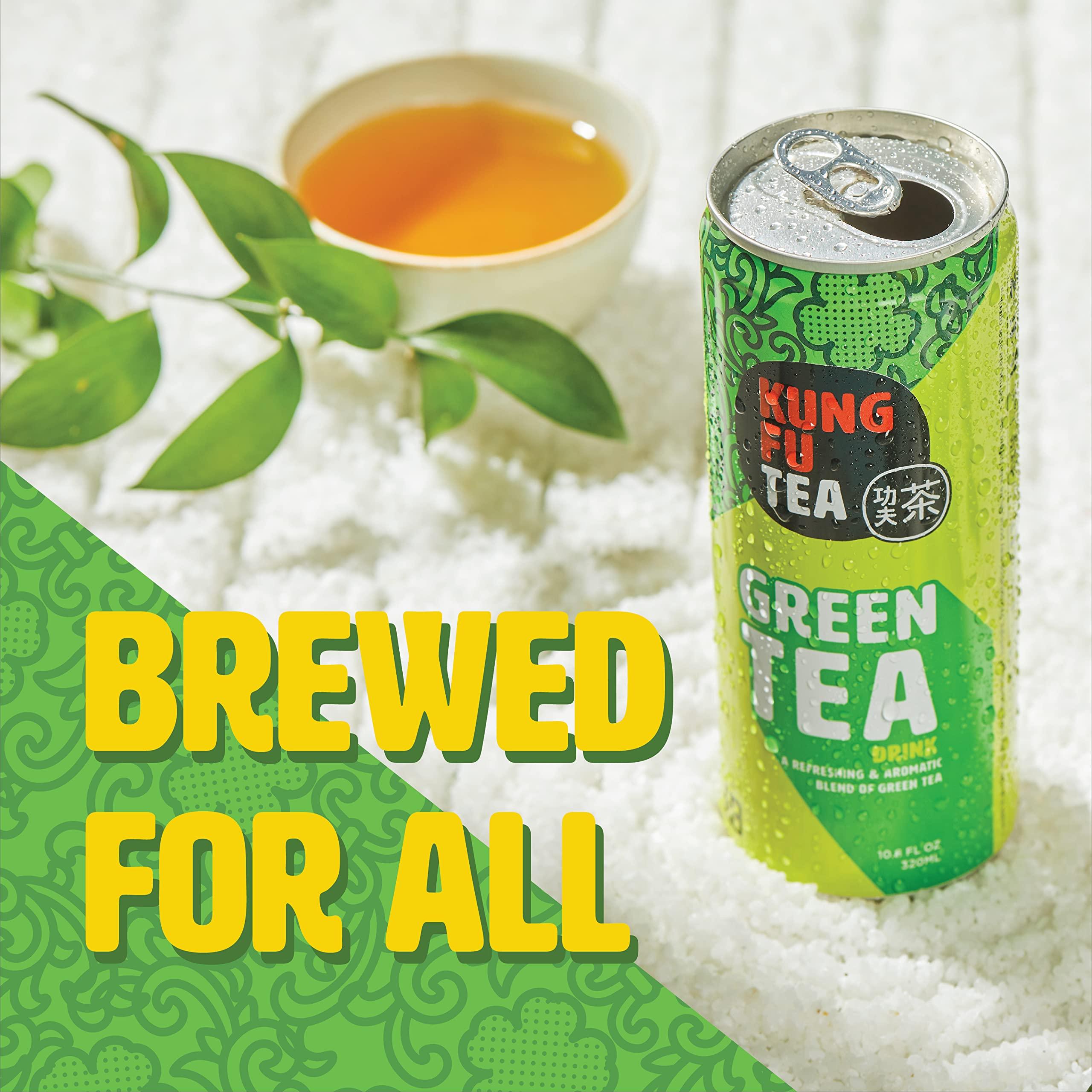 Kung Fu Tea Kung Fu Tea Canned Green Tea – Lightly Sweetened Green Tea in a Can, Ready to Drink – All Natural, Premium Iced Tea – 10.8 oz Cans, Pack of 6