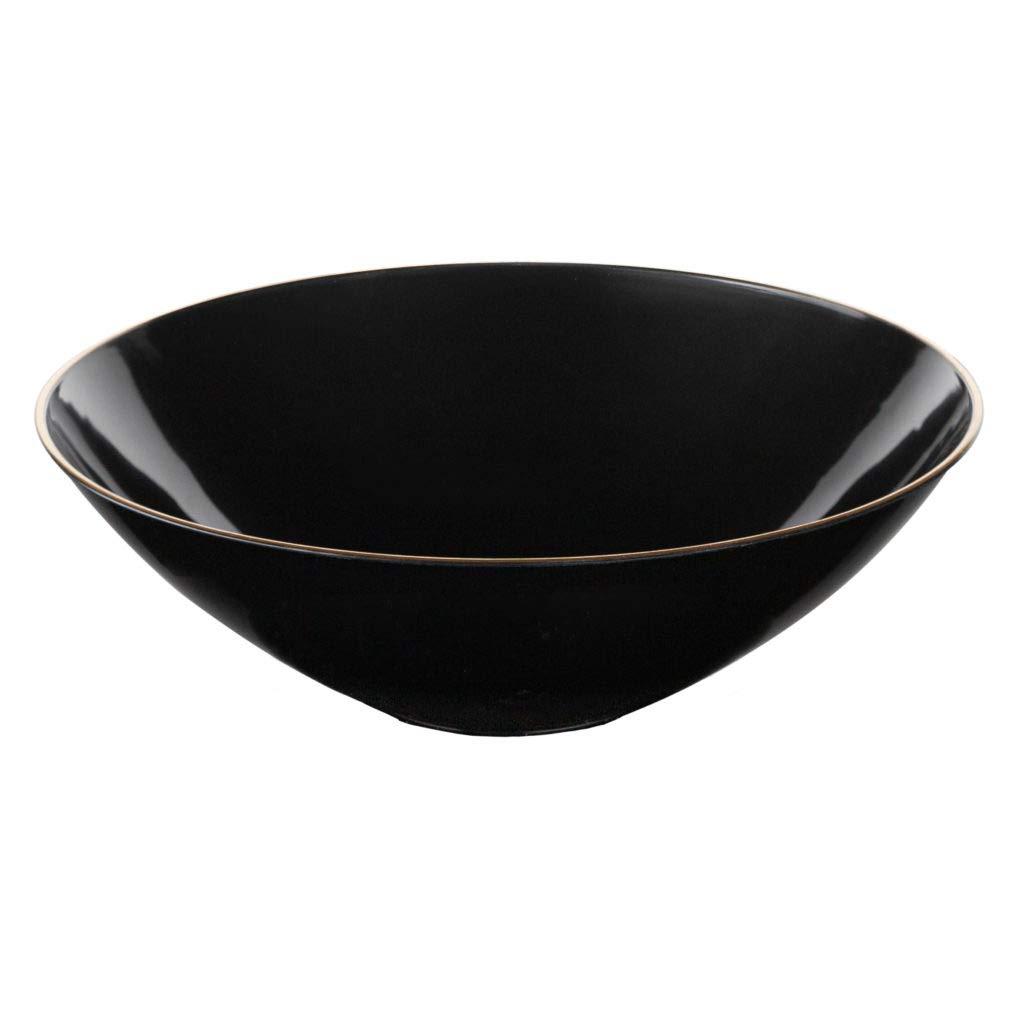 EcoQuality EcoQuality 16 oz Black Plastic Round Bowls with Gold Rim - Disposable Plastic Soup Bowls, Heavy Duty Plastic Salad Bowls, Dessert Bowl for Baby Showers, Weddings, Birthday Party (240 PACK)