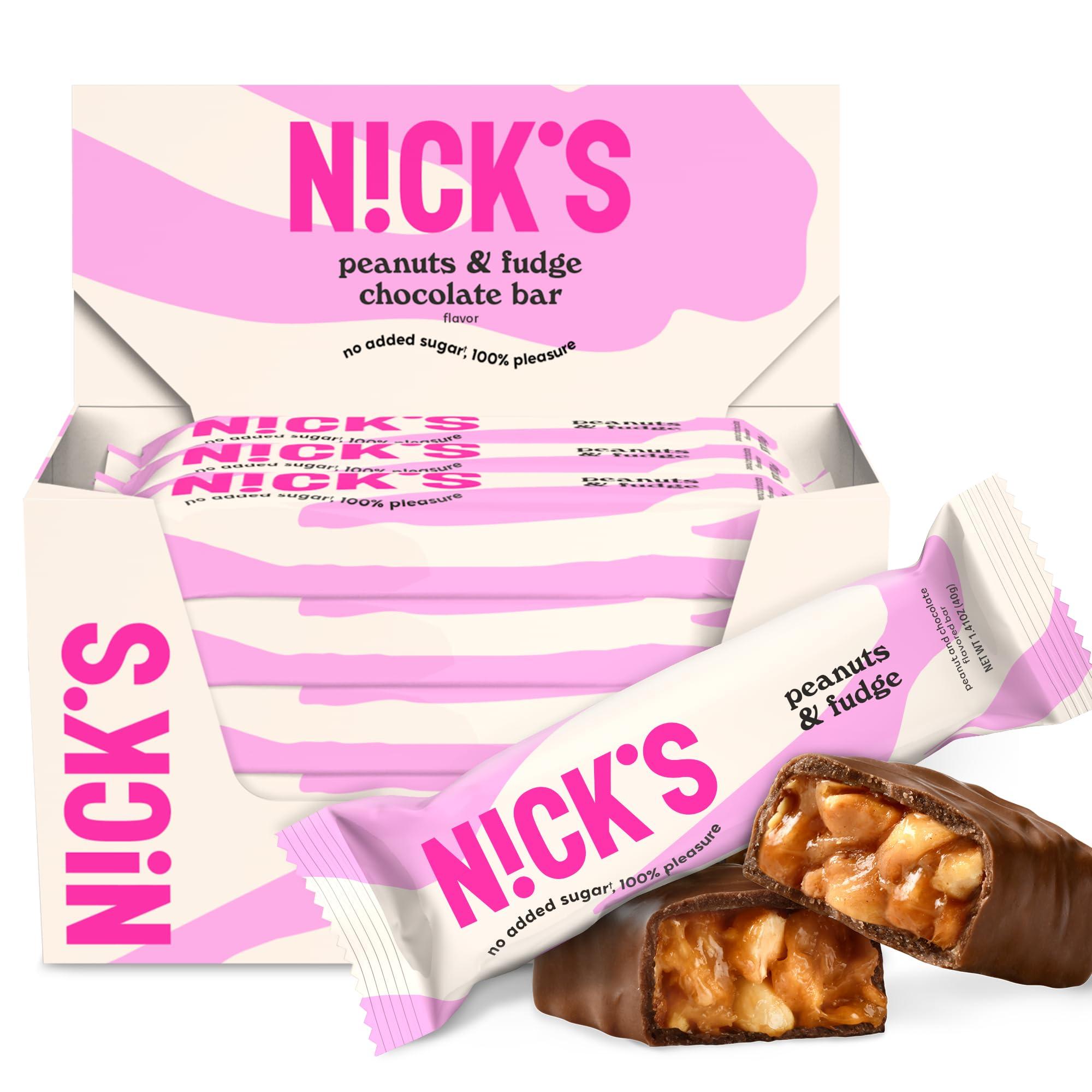 N!CK\'S NICKS Peanuts n fudge Keto Chocolate Candy Bars No Added Sugar 180 Calories, 3.0 Net carbs, Gluten Free Sweets Low carb Candy Snack Bar (Multipack 15x40g)
