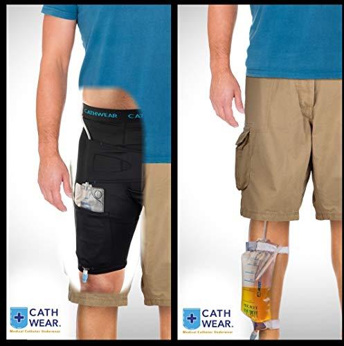 CATH WEAR Cathwear Catheter Leg Bag Underwear - Leg Bag Holder for Men & Women| Medicare Approved -Compatible with Foley, Nephrostomy, Suprapubic & Biliary Catheters Holds (2) 600ml Leg Bags - Black - XX-Large