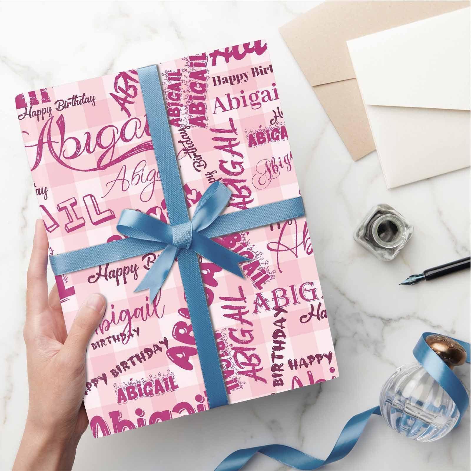 M YESCUSTOM M YESCUSTOM Personalized Gift Wrapping Paper Roll Custom Gift Paper Wrap Birthday Red Wrapping Paper for Men, WomenKids Happy Birthday Letters and Name Funny Gift Paper for Baby Shower Anniversary