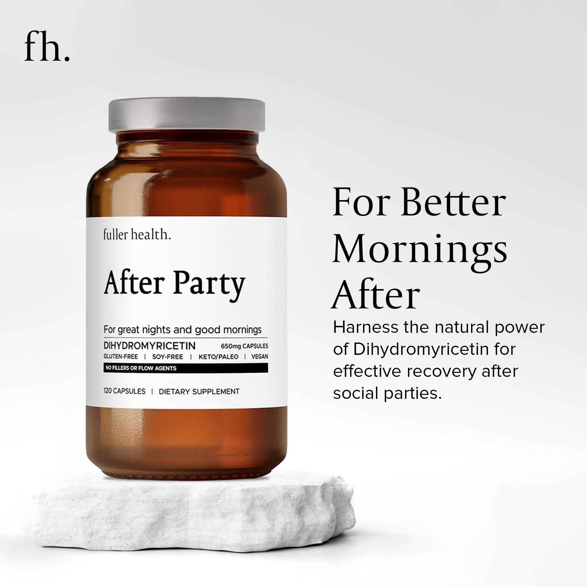 Fuller Health Fuller Health After Party, Dihydromyricetin Supplement | Supports Liver, Metabolism, Energy Levels, Post-Celebration Relief | Feel Refreshed, 650mg Per Pill | 1 Bottle, 24 Servings