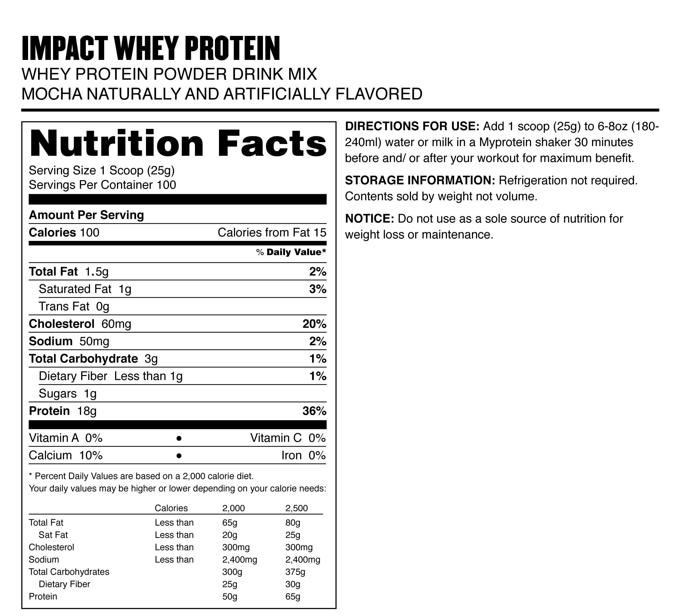 Myprotein Myprotein - Impact Whey Isolate - Whey Protein Powder - Naturally Flavored Drink Mix - Daily Protein Intake for Superior Performance - Mocha (5.5 lbs, Pack of 1)