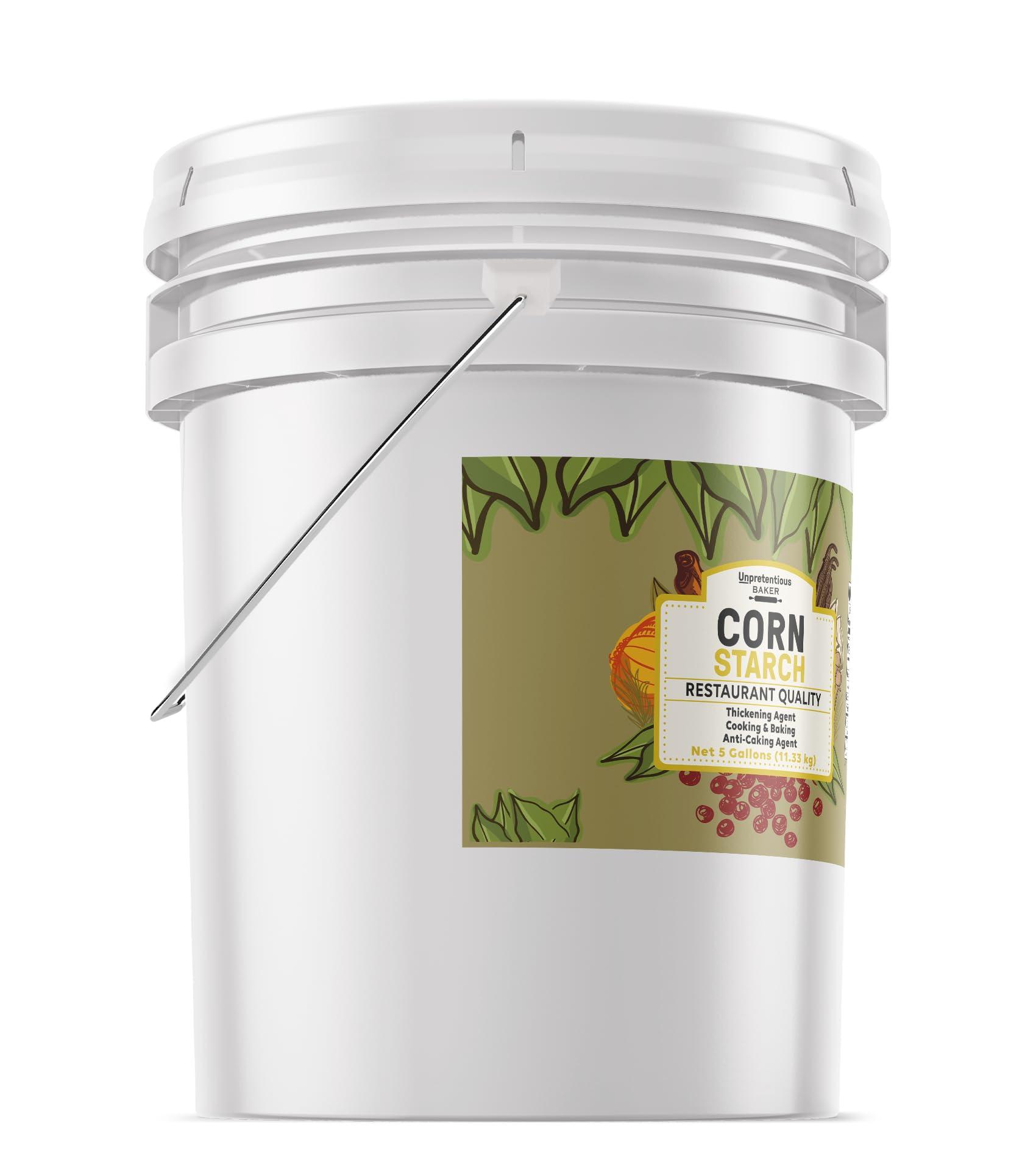 Unpretentious Corn Starch By Unpretentious Baker, Resealable 5-Gallon Bucket, Thickening Agent, For Bulk Baking & Cleaning Use (400 Ounces)