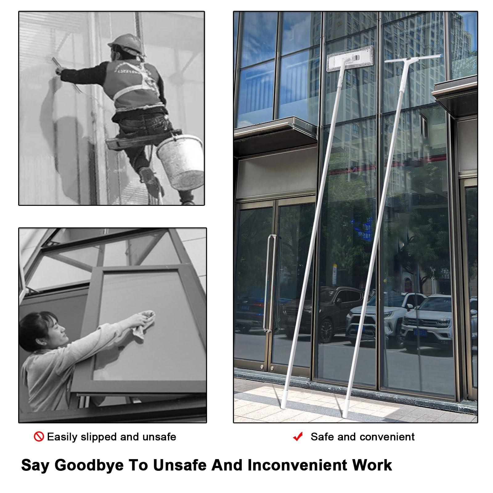 AMUFJJ AMUFJJ Extra Long Window Cleaning Pole, 16 20 25 Feet 30 35 40 FT Window Washing Kit for Malls/Apartment, Glass Cleaner Tool for Tiles/Shower Glass Doors(Length 7.7m/25.3ft)