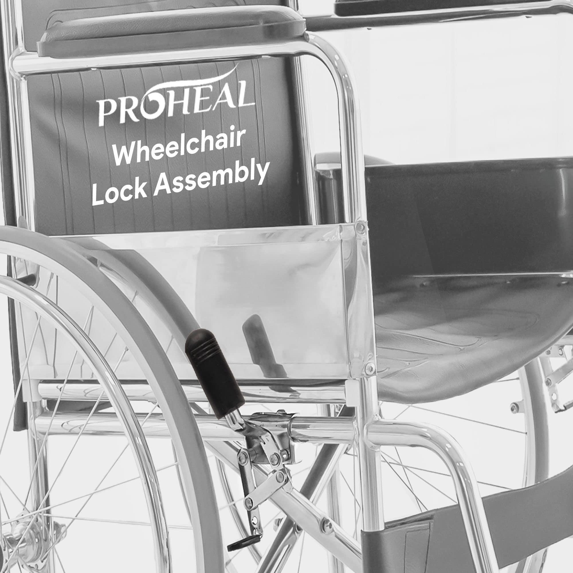 ProHeal Universal Wheelchair Brakes - Heavy-Duty Wheelchair Parts and Accessories - Secures Patient Wheel Chair with Brakes Replacement - Right Wheel Brake