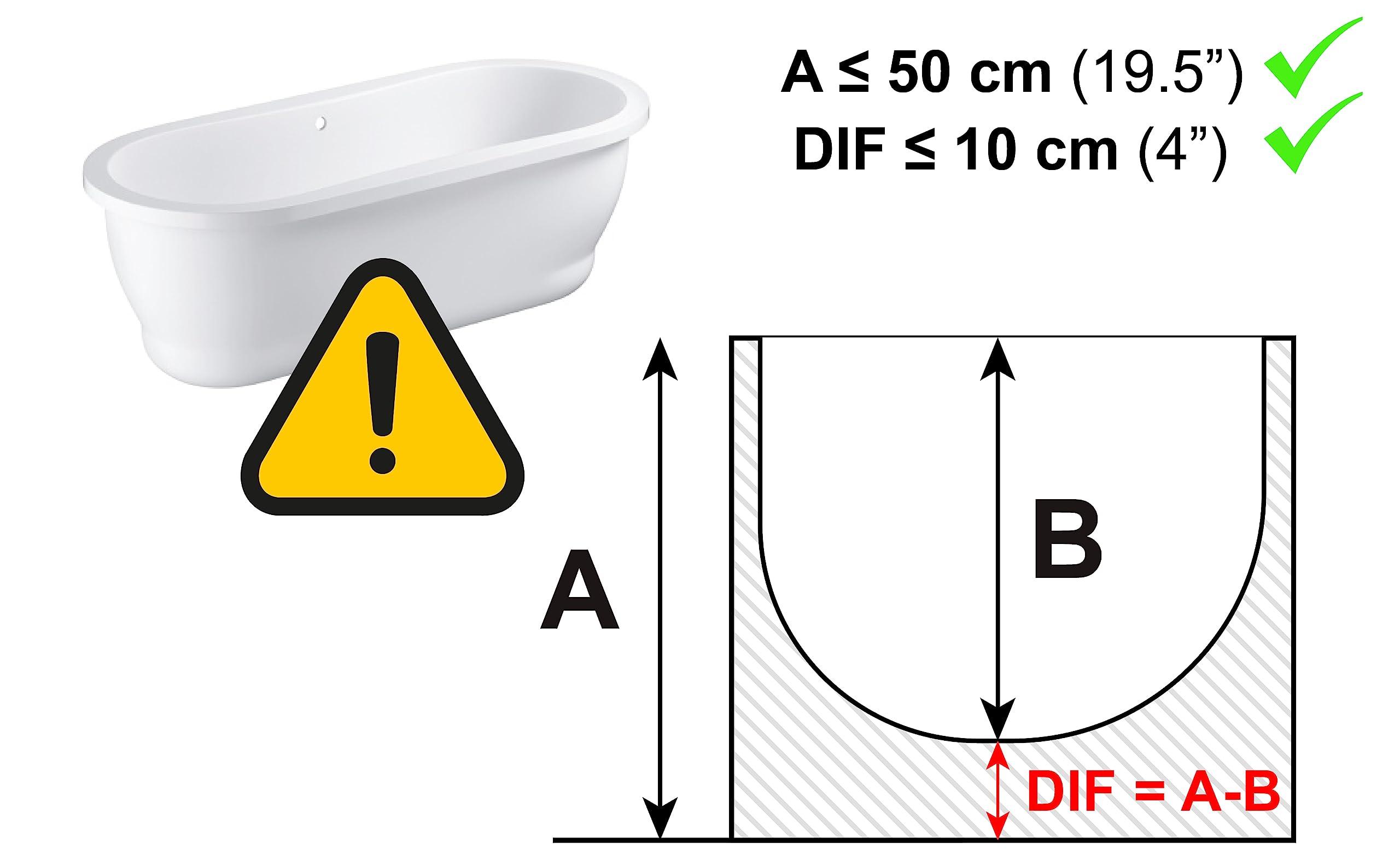 PEPE Mobility Pepe - Tub Transfer Bench, Non Slip, Shower for Elderly, Sturdy Bathtub Bench (Black, 30.3x20)