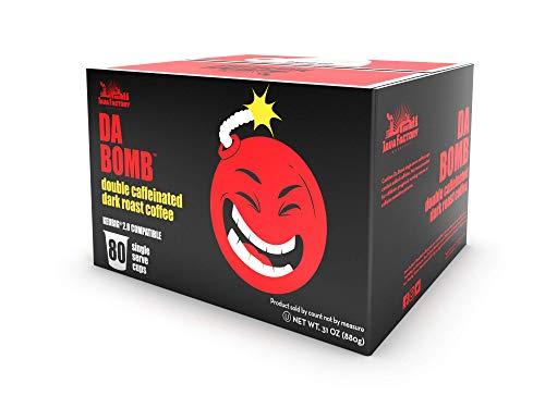 Java Factory Java Factory Coffee Pods High Caffeine Coffee Compatible with K Cup Brewers Including 2.0, Da Bomb Extra Bold Double Caffeinated, 80 Count