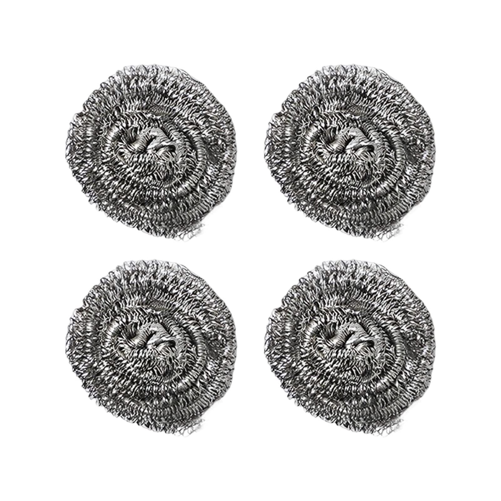 Walbest Walbest Steel Wool Scrubber - 1/2/4Pcs Metal Dish Scrubber Scouring Pads Stainless Steel Wire Ball Cleaner Kitchen Gadgets for Dishes Pots Pans Wash Cleaning C