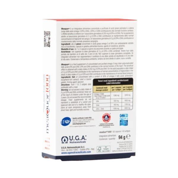 OMEGOR MEAQUOR 1000 30 Meaquor 1000 Omega 3 Supplement IFOS 5-Star Certified (30 Softgels) 1000mg of EPA and DHA per Dose, 95% Omega 3 Free of Heavy Metals, No Aftertaste
