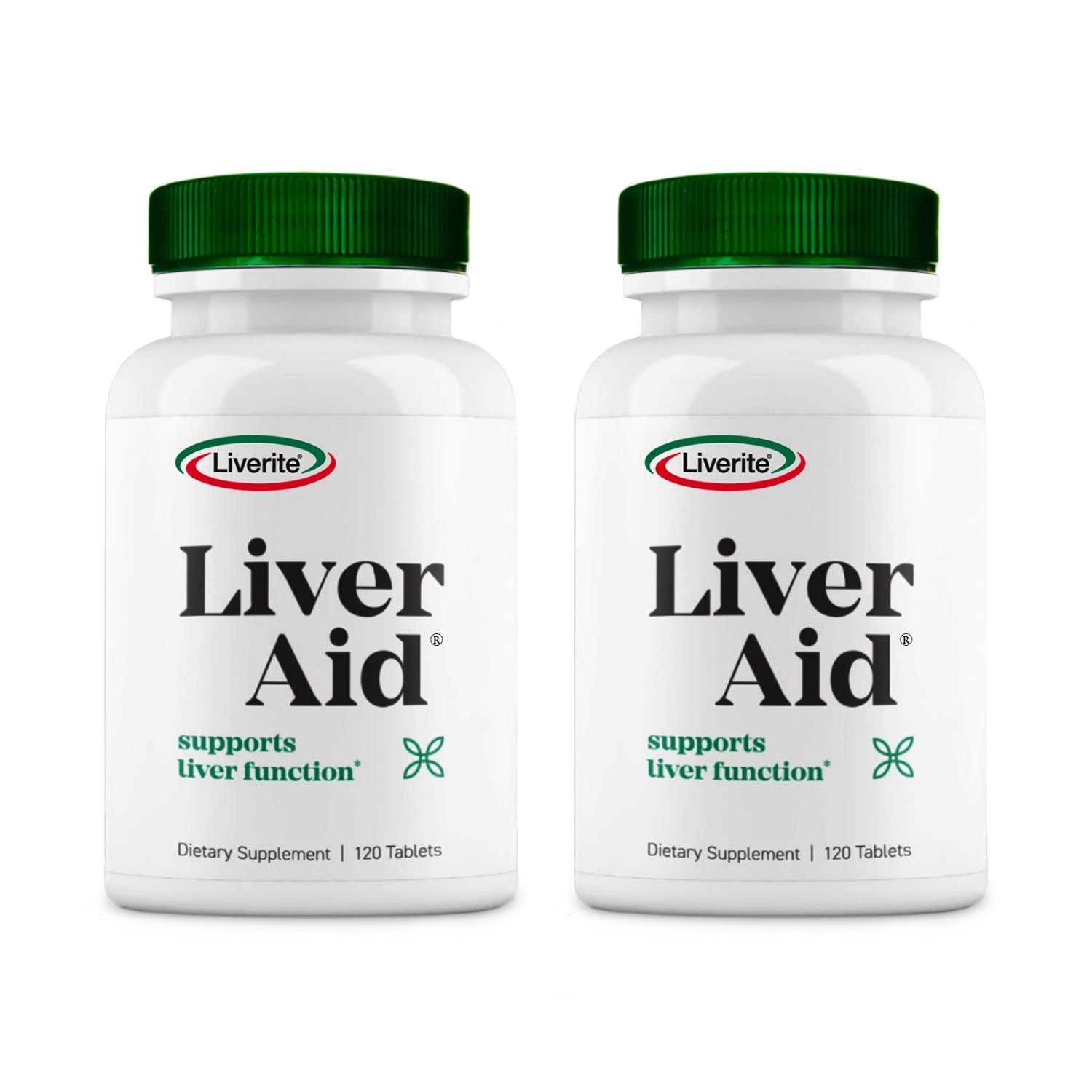 LIVERITE LIVER AID LIVERITE LIVER AID 2-Pack 120 Tablets (Total 240ct) Liver Support, Liver Cleanse, Liver Care, Liver Function, Energy.