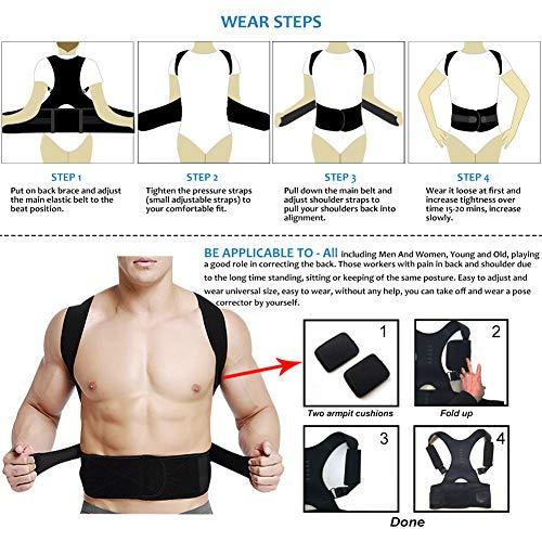 GZXISI Thoracic Back Brace Posture Corrector - Magnetic Support for Neck Shoulder Upper and Lower Back Pain Relief - Perfect Posture Brace for Cervical Lumbar Spine - Fully Adjustable Belt (Black, X-Large)