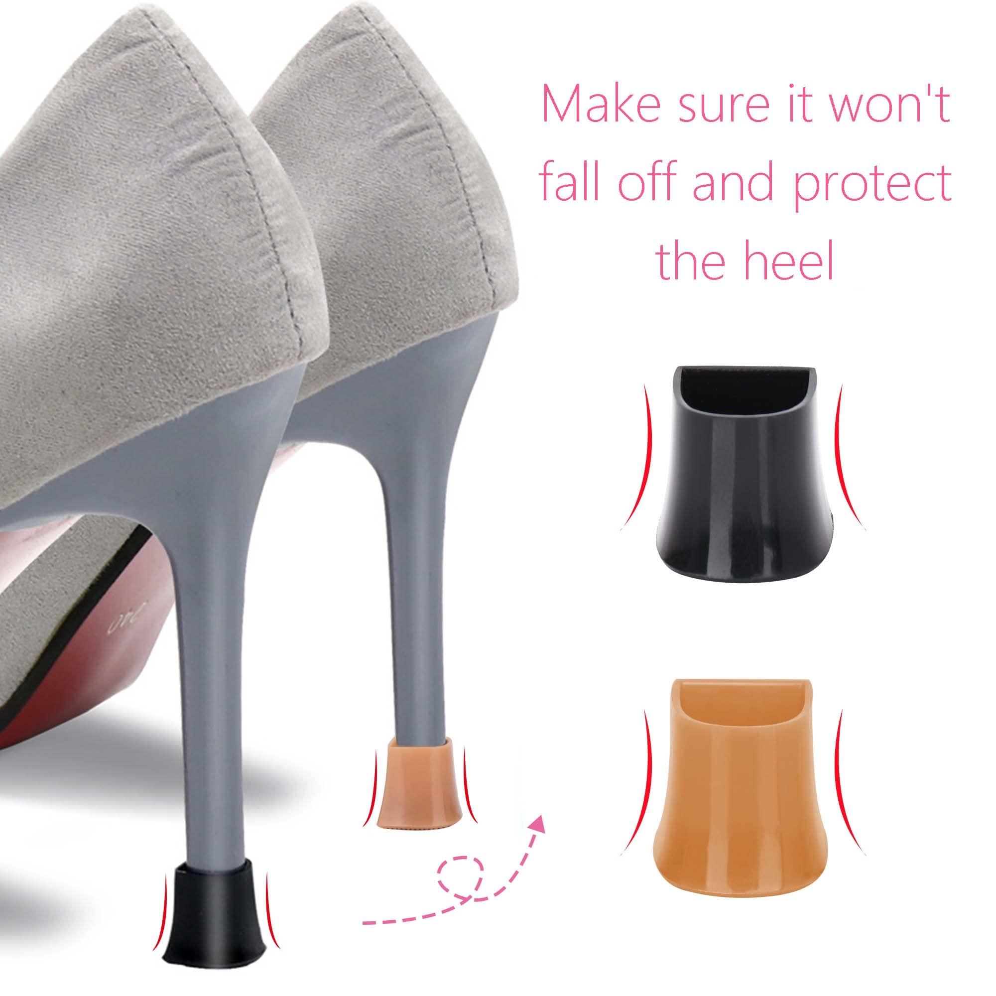 SooGree High Heel Protectors Stiletto Heel Repair Caps Covers & Heel Stoppers 4 Sizes High Heel Tip Covers, Noise Reducing, Slip-No Caps (8 Pairs Apricot / 8 Pairs Black)