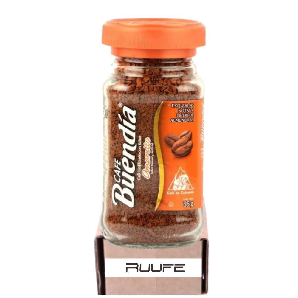RUUFE Buendia Instant Coffee Amaretto Coffee 100% Colombian Coffee (2.9oz each) Cafe Instantaneo Amareto Cafe Colombiano Colombian Coffee