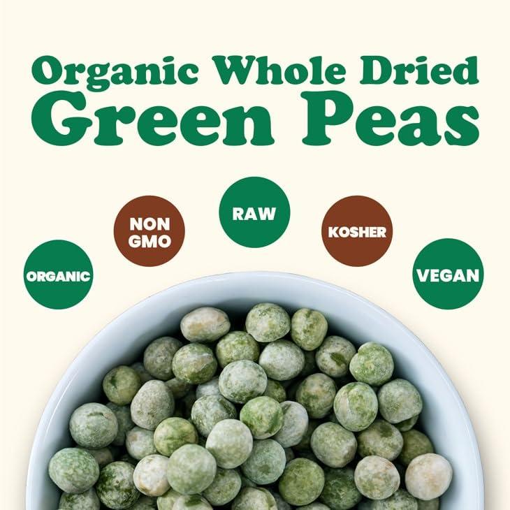 Food to Live Food to Live Organic Whole Dried Green Peas, 5 Pounds Non-GMO, Green Vatana, Sproutable, Vegan, Kosher, Bulk. Pre-Soak Needed. Rich in Protein, Fiber. Great for Green Curry, Stews, Salads, Pea Soup