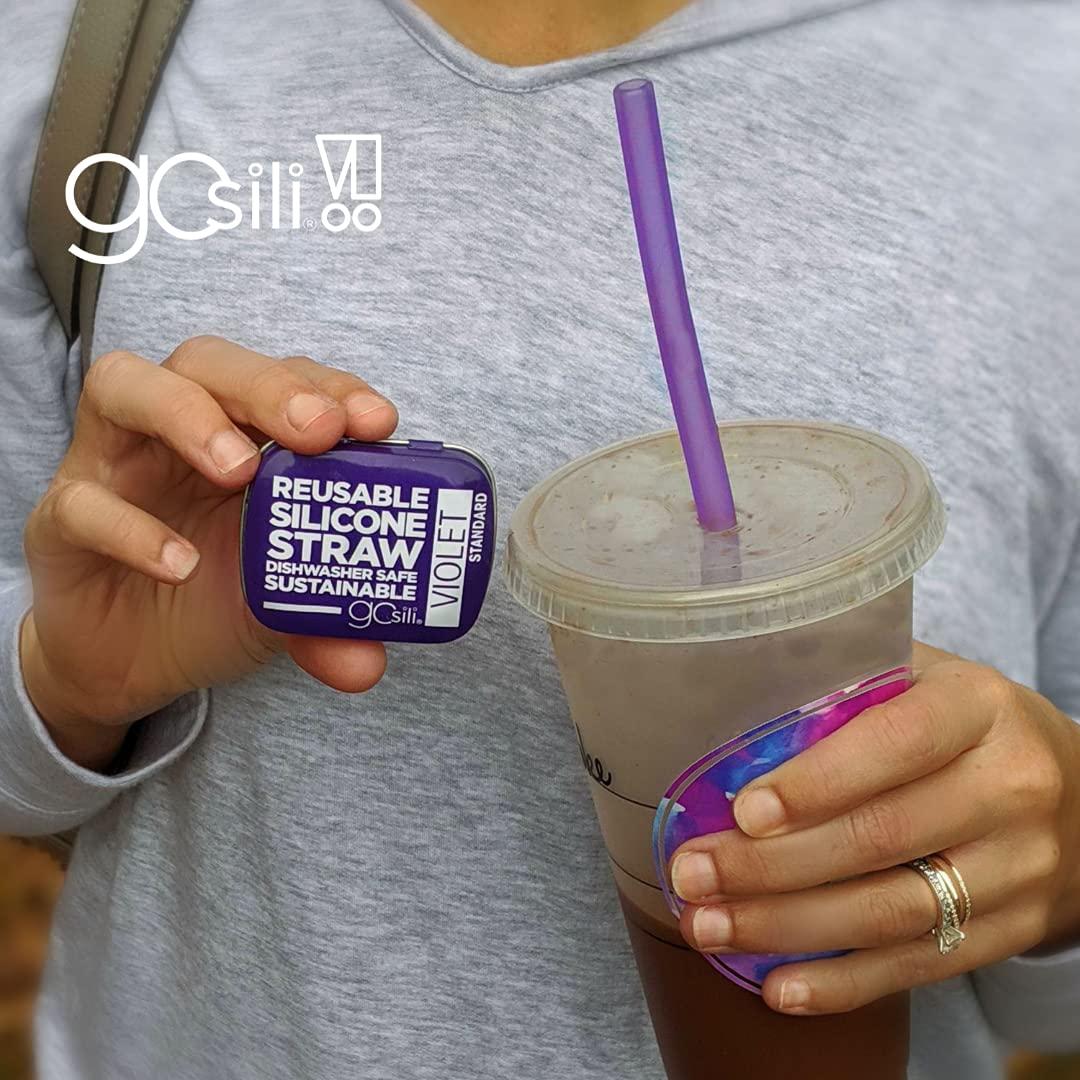 GoSili GoSili Reusable Standard 8\" Silicone Straw and Travel Case, (4 pack)