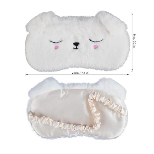 Ulbemoll Ulbemoll Cute Sleeping Mask, White Dog Soft Plush Fluffy Sleep Mask Funny Cartoon Puppy Blindfold Novelty Eye Cover Eyeshade Shade for Kids Girls and Adult Travel (White, Dog)