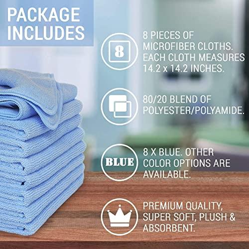 VibraWipe VibraWipe Microfiber Cleaning Cloth, 16 Pieces Large Size 14.2"x14.2", Trap Dust, Dirt and Pet Dander in Split Fibers. Absorb up to 5X Their Weight in Liquid – Machine Washable, Reusable and Lint-Free