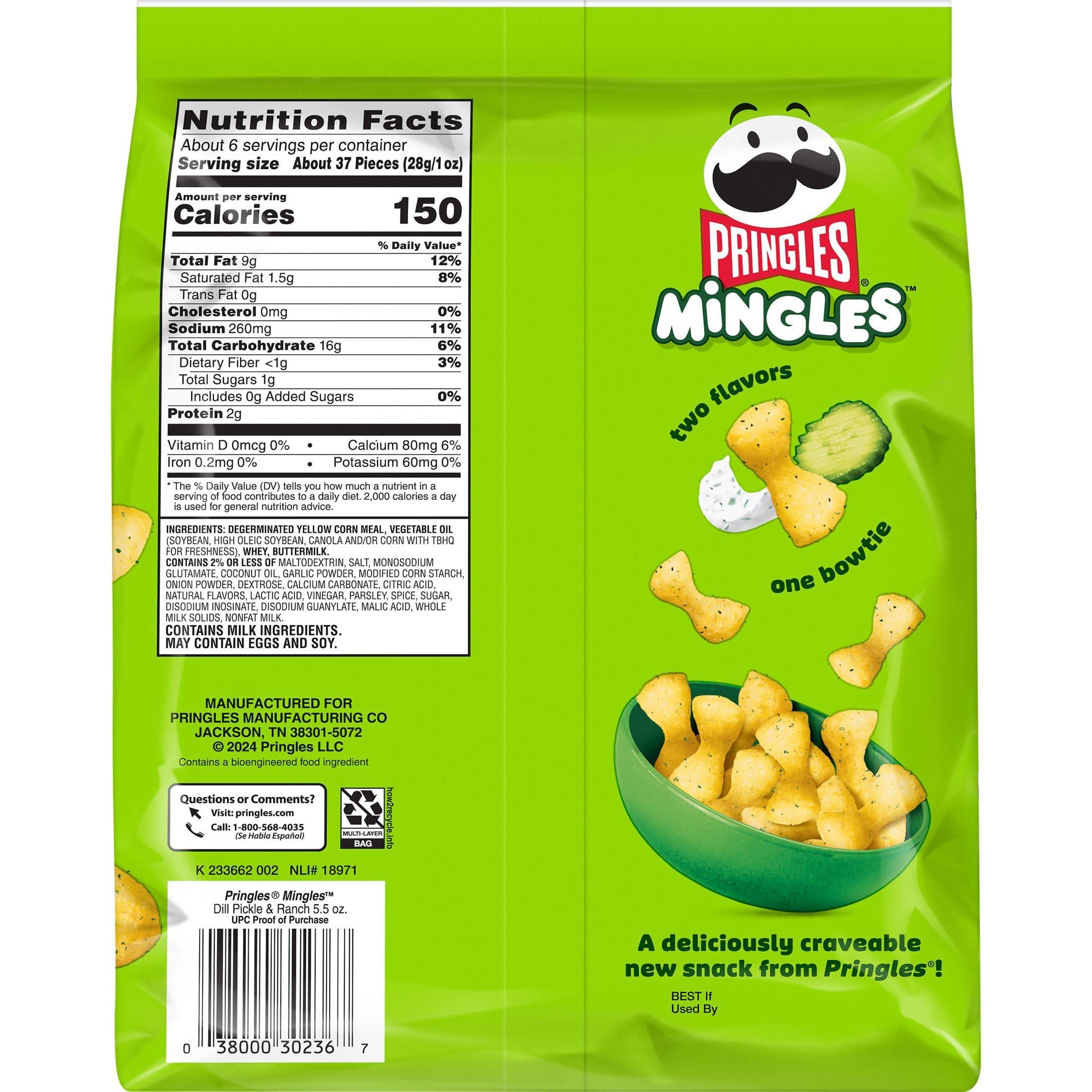 Pringles Pringles Mingles Puffed Snacks, Dill Pickle and Ranch, Salty Snacks, Gluten Free (6 Bags)
