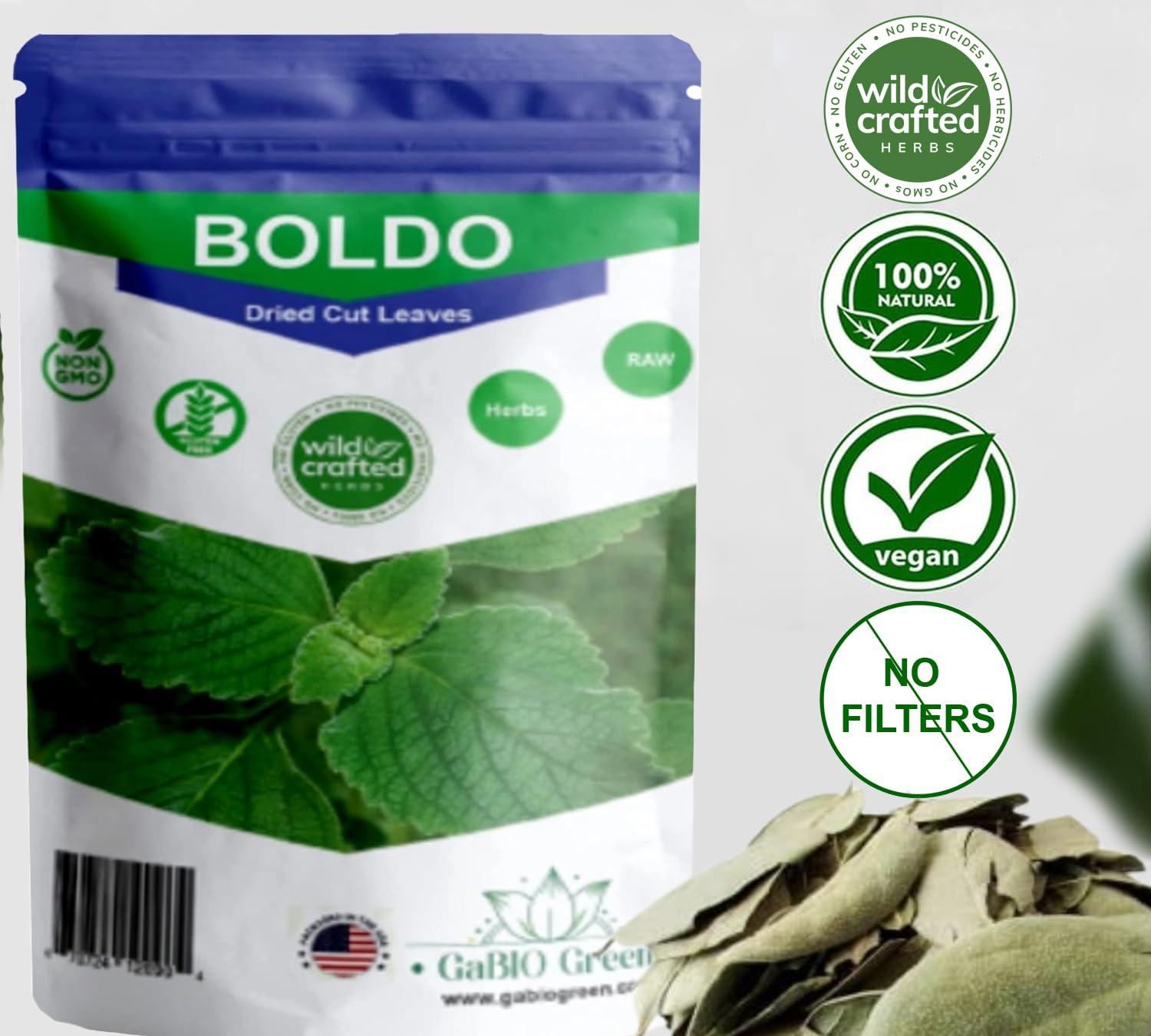 Gabio Green Boldo Dried Leaves, (3oz/85 GR) whole Boldo Leaf, 100% Natural Detox, Hojas De Boldo, Peumus Boldus Herbal Tea, Boldo Tea, Packaged in The USA (3oz)