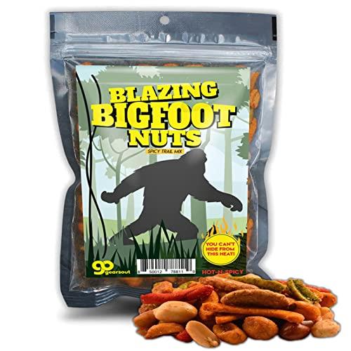 Gears Out Blazing Bigfoot Nuts Spicy Trail Mix - Funny Sasquatch Design - Spicy Snacks for Men and Women - Premium Blend, Made in the USA