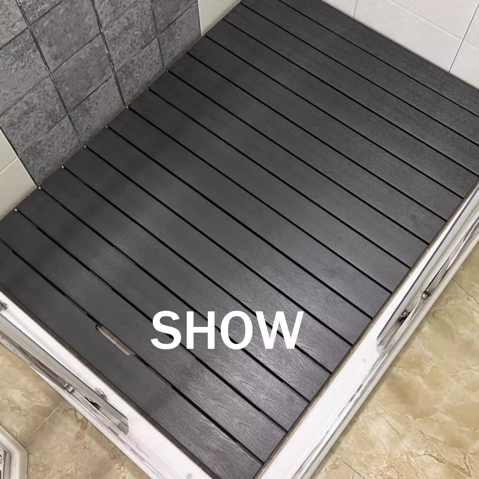QWEASDF QWEASDF Wooden Floor Mat for Bathroom,Wood Duck Board Rectangular Bath Mat Non-Slip | Heavy Duty, Shower Mat for Indoor OutdoorImitation Wood (PS)Hygienic, Moisture-Proof(A,W75xL100cm/W30xL39in)