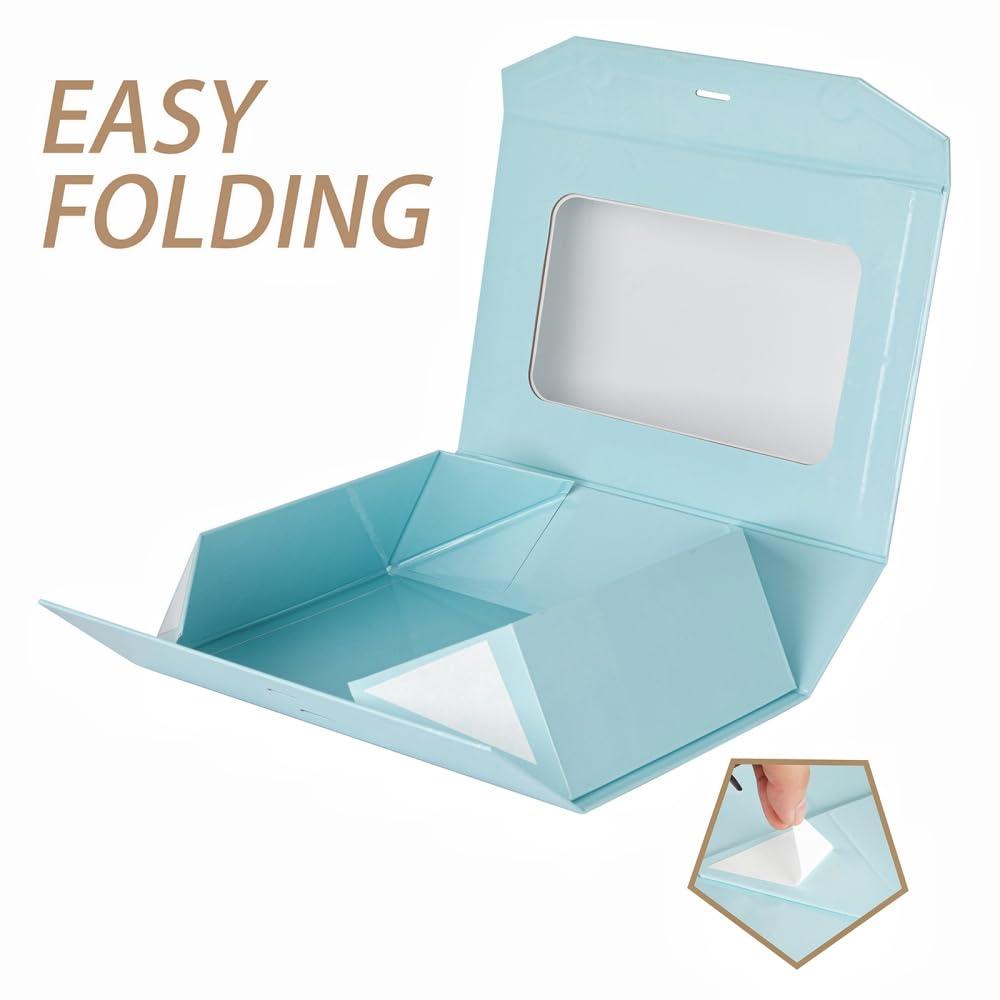 PLINJOY PLINJOY 3 Pcs Extra Large Blue Gift Box for Presents with Ribbon 19x16x6 Inches Clear Gift Box with Window Magnetic Closure Gift Boxes with Lids