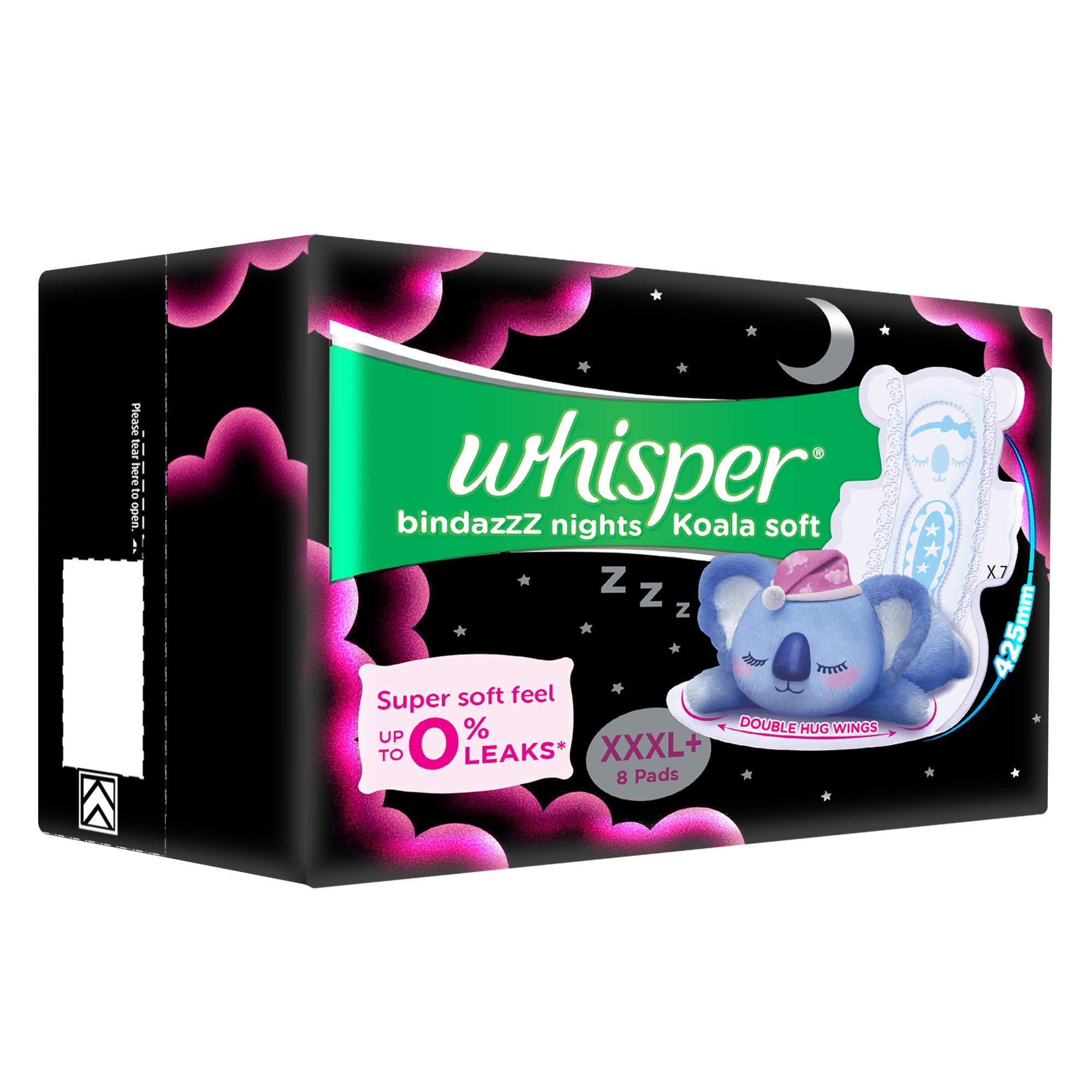 WHISPER Whisper Ultra Night Sanitary Pads for Women, XXXL+ 8 Napkins
